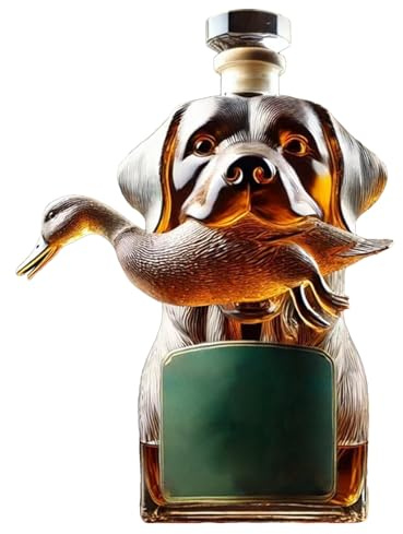 Botella de whisky de perro de caza, botella de whisky de pato de caza de, vasos grabados en 3D, decantador de perro, botellas de vino para hombres y papá