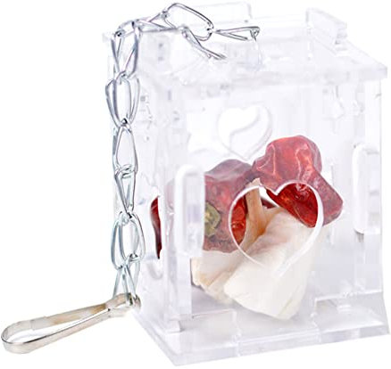 Parrot Feeder Foraggio Box Hanging Treat Foraggiamento Giocattolo Altalena Giocattolo Per Piccolo Uccello Trasparente Acrilico Supporto Cibo Per Conures
