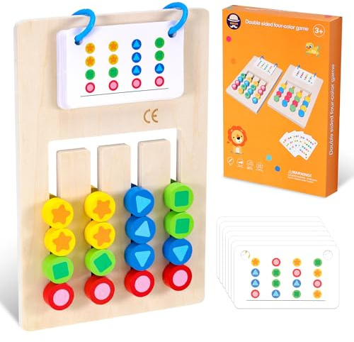 Dajidafu Farben Sortierspiel Holzpuzzle, Montessori Spielzeug Baby Motorikspielzeug Farben Schiebepuzzle Kinder Montessori Schiebepuzzle Montessori Spielzeug ab 3 4 5 6 Jahre Jungen Mädchen