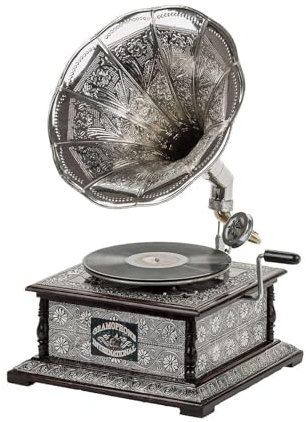 Antique Vintage Replica Gramophone Phonograph 78-RPM | Wooden & Brass | Decorative Showpiece with One Demo Disc & Five Needles 4wp