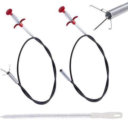 msymsyu Pince à griffes 3 pièces Déboucheur de canalisations en spirale avec kit de déboucheur de 90 cm et 200 cm et brosse de nettoyage de 60 cm Idéal pour l'évacuation des cheveux et les bouchons