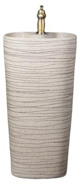 Lavabo da appoggio in ceramica, lavandino con piedistallo integrato for il bagno