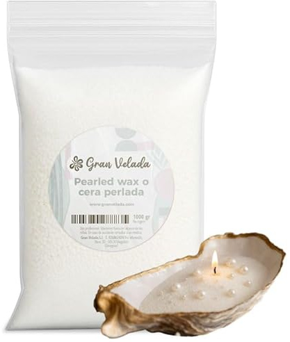 Gran Velada - Cera para Velas Perladas 5 Kg | Pearled Wax Vegetal en Perlas | Wax Pearls para Hacer Velas Decorativas | Perlas sin Fundir | Recipientes y Mechas | Acabado Natural Creativo