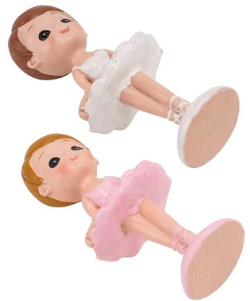 Yardenfun 2 Stücke Resin Ballerina Dekoration Geburtstagstorte Tortendeko Mädchen Ballett Figuren Wohnkultur