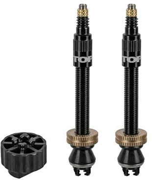 Topeak TurboFlow Ventilsatz Kit 45 mm CNC Aluminium, Schwarz, inkl. Gegenhalter-Werkzeug, präzise & langlebig, 1,3x1,3x7,4 cm, 15712024