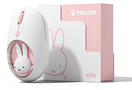 MiPow x Miffy Ratón inalámbrico Bluetooth, pequeño ratón portátil, adecuado para portátiles, tabletas, etc., seguimiento sin problemas, compatible con PC y Mac, Windows y macOS, rosa - regalos de