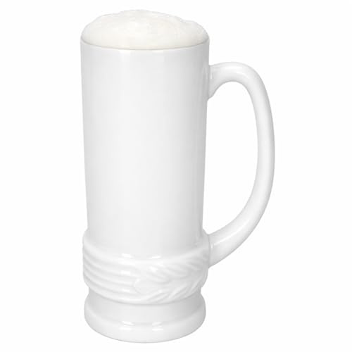 MamboCat Brocca d'onore con manico, 0,5 litri, boccale di birra bianca in ceramica con rilievo a spighe, elegante e lucido, per feste, feste di club
