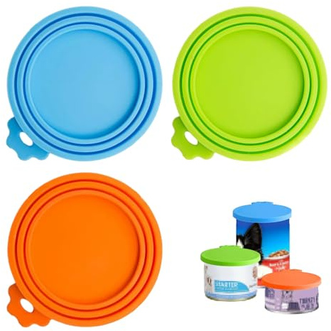 3 Piece Universal Can Lids for Tins,Silicone Can Covers for Tins, Reusable Tin Can Covers Lids for Dog Food,Fit 3 Standard Size Silicone Lids Food Covers