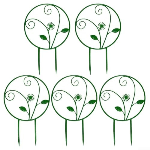 Lot de 5 cadres d'escalade circulaires pour plantes d'intérieur en pot ABS pour soutenir le lierre Morning Glory et les fleurs grimpantes (modèle marguerite)