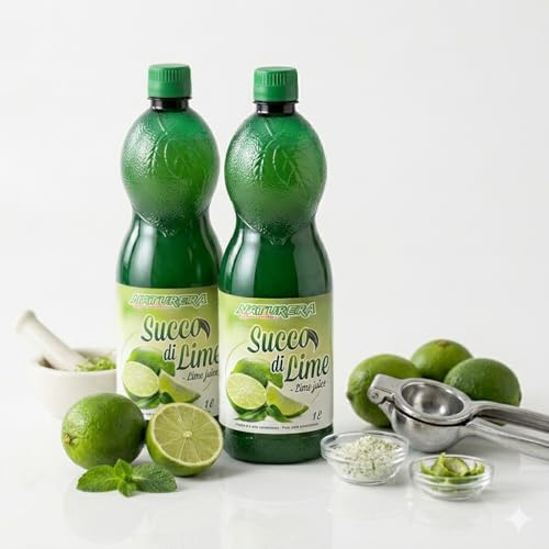 PZ 2 BOTTIGLIE DA 1 LT CADA UNA SUCCO DI LIME A BASE DI SUCCO CONCENTRATO LIME JUICE IN BOTTIGLIA