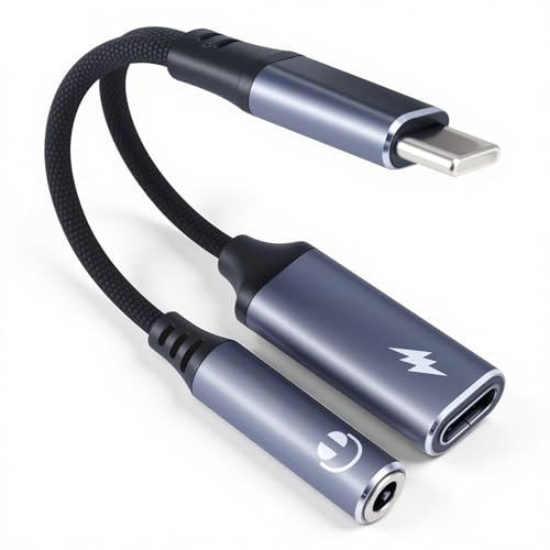Lizoak USB C to 3.5mm Jack and Charger Adapter, 2-in-1 USB C Headphone Adapter with PD 60W, Type C to 3.5mm Jack, Aux Audio to USB C Adapter Compatible with i-Phone 17/16/15, Galaxy S24/S23, i-Pad