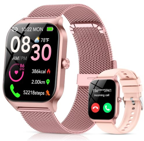 Smart Watch for Women, 120+ Sport Modes, 1.85HD Fitness Watch with Bluetooth Calls/Messages, 24/7 Heart Rate/Sleep/SpO2 Monitor, IP68 Waterproof Fitness Tracker, Smartwatch for iOS/Android Rose Pink