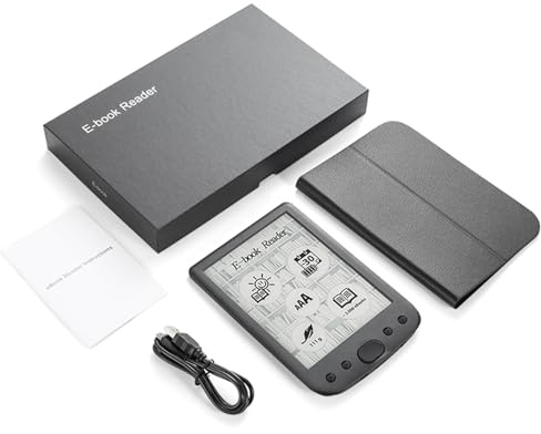 aqxreight 6-Zoll-E-Book-Reader mit E-Ink-Bildschirm, Tragbarer PDF-Reader für Bücher, Comics und Hörbücher, Unterstützt Mehrere, Erweiterbarer Speicher, Integrierter Lautsprecher (16G)