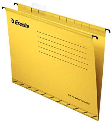 Esselte Hängmapp, 4 Flikar, Foolscap, 150 Ark, 25-Pack, Gul, 90335