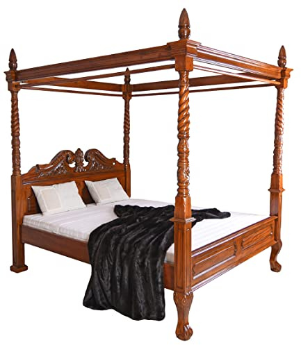 Cielo francese antico letto a baldacchino Doghe in Legno di Mogano sogno