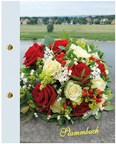 Stammbuch Elbe, hellblau, hochwertiger Bilderdruck, matt, Strauß am Fluß, Format A4 (604705)