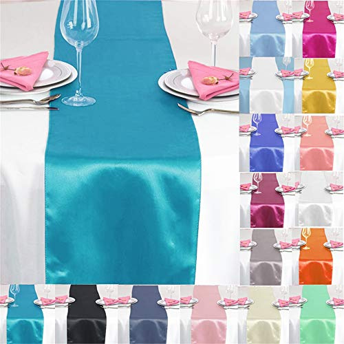 Time to Sparkle 10X Satin Tischläufer 30x275cm Tischdecke Hochzeit Bankett Dekoration Party - Türkis