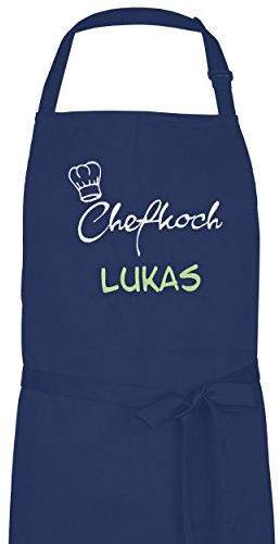 Wolimbo Kochschürze mit Namen - navy - Grillschürze Küchenschürze personalisiert mit verstellbarem Nackenband - Schürze selbst gestalten mit Motiv