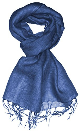 Lorenzo Cana Herrenschal Leinenschal 100% Leinen 70 cm x 180 cm Tuch Naturfaser Riverside Mittelblau 9326211