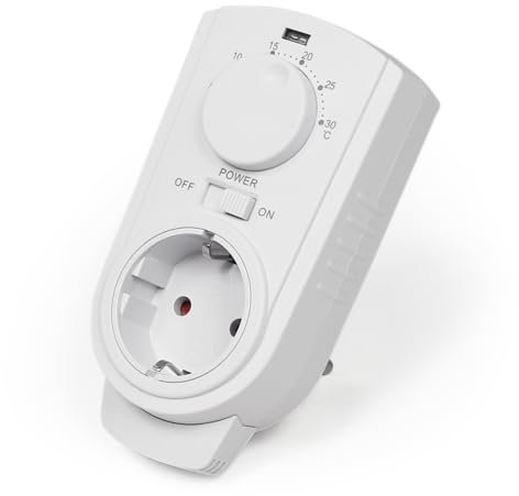 MC Power - Steckdosen-Thermostat Klimaregelung | TCU-330 | 5-30°C, max. 3.500W, 230V/16A | Steuerung von Klimageräten und Heizungen ohne zusätzliches Kabelverlegen (interne Fühler)