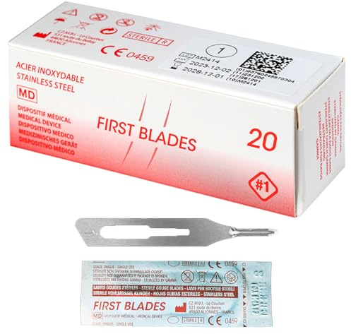 May Lames Gouges Stériles Figure 2 (20 Unités) pour Pédicure et Podologie, Compatibles avec Manche de Scalpel N°3
