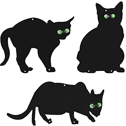 EBTOOLS 3 x Garten Schrecken Katzen mit Reflektierenden Vogelschreck Katzen, 3er Set Vogelscheuche, für Garten Terrasse Balkon Dekorationen