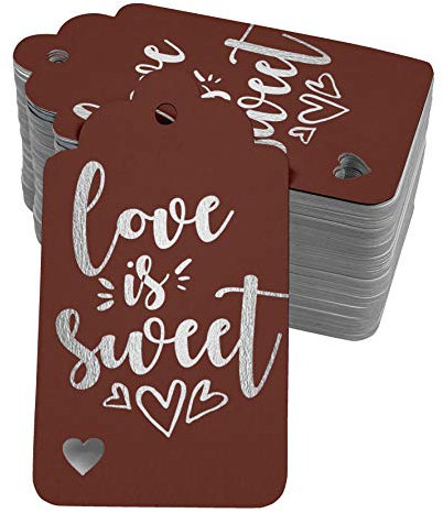 Inkdotpot Hängeetiketten Liebe Ist Süß Hochzeit Zugunsten Von Geschenketiketten Silber Folie Bonbonniere-Etikett Packung Mit 50