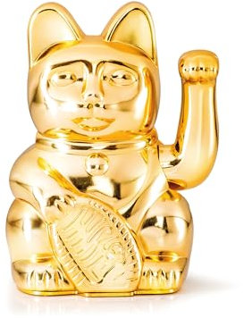 DONKEY Products Lucky Cat Winkekatze in der Farbe Gold glänzend aus Kunststoff, 15x10,5x8,5 cm