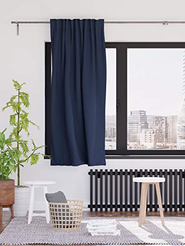 Homing blickdichter Verdunklungsvorhang Uni GardineVorhang Wohnzimmer Schlafzimmer Kinderzimmer Dekostoff, Blau, 1 Stück, H x B: 175 cm x 140 cm, 5492-45, 175 x 140 cm