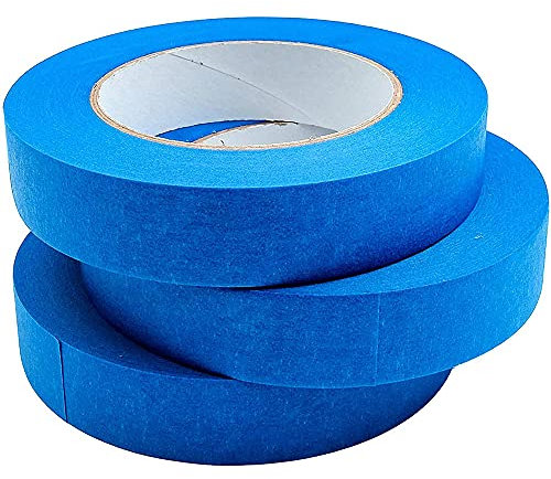 Lot de 3 rouleaux de ruban de masquage, 20 m de long, 12 mm de large, papier texturé, inscriptible, ruban adhésif pour peinture, travaux manuels, décoration (bleu)