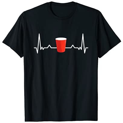 Lustiges Beerpong Trinkspiel Heartbeat Herzschlag Bierpong T-Shirt