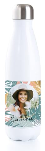 GIFART Personalisierte Trinkflasche mit Foto und Text – Thermosflasche Edelstahl personalisierbar mit Name 500/600/700/800 ml – Geschenk Geburtstag, Muttertag, Weihnachten (500 ml)