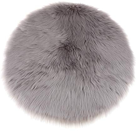 Fenteer Winter Kunstfell Sitzpolster Sitzkissen Stuhlkissen Bodenkissen Plüschmatte Auflage Teppich, Grau 40 cm