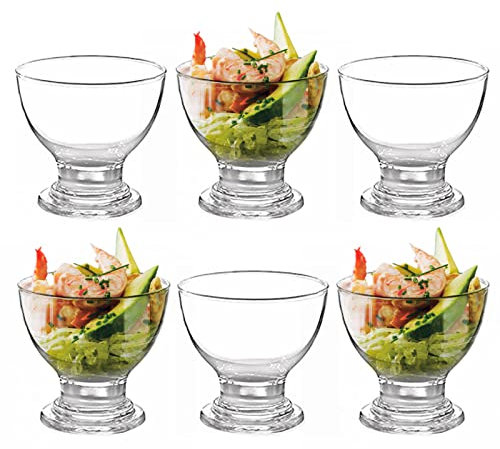 GK Global Kitchen Juego de 6 Cuencos de Cristal para Cóctel de Gambas, Aperitivos, Mariscos, Camarones, Ensalada, Bocados - Apilables, 265 ml