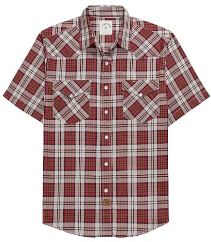 Dubinik®Camicia Uomo Manica Corta Fibra di bambù Casual Quadretti Comoda Bottoni Automatici Cowboy Western Vintage Camicia