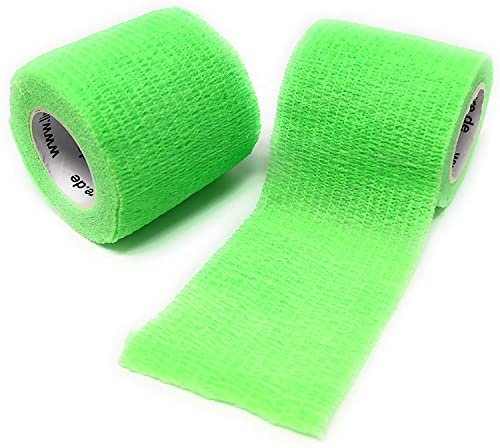 LisaCare Fingerpflaster selbsthaftend - elastisches, wasserfestes, Staub- fett- und schmutzabweisendes Pflaster - Farbauswahl - 2 Rollen á 5cm x 4,5m (Neongrün)