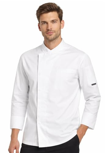 PALLTEX Nori SS Veste De Cuisine Unisexe pour Homme et Femme | Vêtement De Chef Professionnel | Uniforme À Manches Courtes, Blanc, M
