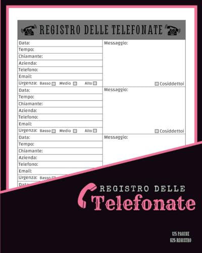 registro delle telefonate: Rubrica dei messaggi telefonici con oltre 620 registri delle chiamate