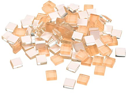 sourcing map Mosaïque Carrelage Tuile Tesselle, Verre Mince Mini Bricolage Fait Main Sans Cristal Pierre Artisanat Loisir Creatif (Abricot Paquet 110)