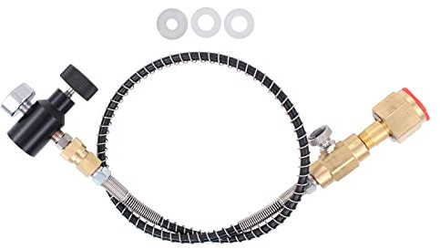 Doo Engy CO2 Refill Adapter Cylinder Refill Adapter Hose with Pressure Gauge Hose W21.8-14 Connection for Sodastream Tanks Soda Maker for Filling