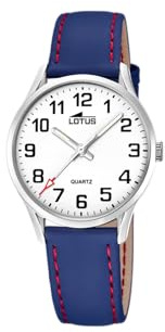 LOTUS Reloj Niña Analógico de Caucho Azul - Movimiento de Cuarzo - Reloj Infantil - Cristal de Alta Resistencia - Resistente al Agua 5 ATM 18406/D