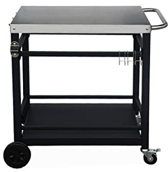 Alice's Garden - Desserte de Barbecue en Acier 88 cm avec Roues et poignée. Noir. L 88 x l 58 x h 82.8cm