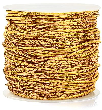 UR URLIFEHALL Cordino elastico dorato, 20 m x 1 mm, per bracciali, collane, gioielli, artigianato