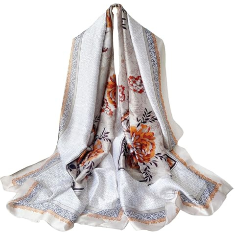 Sciarpa di Seta da Donna in Chiffon - Scialle di Loto e Cintura Hijab Vintage