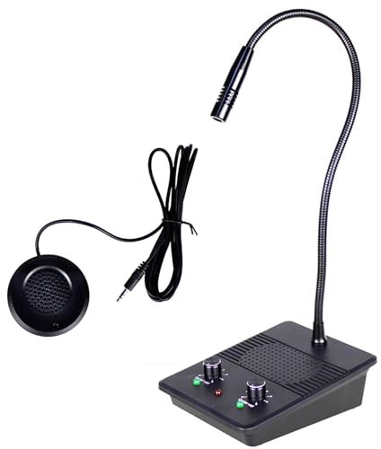 LBMED Window Intercom Speaker, 2 Way Counter Intercom Microphone with 100Hz-12KHz Frequency and Recording Interface, Adjustable Independent Volume and Noise Immunity, for Bank, Hospital