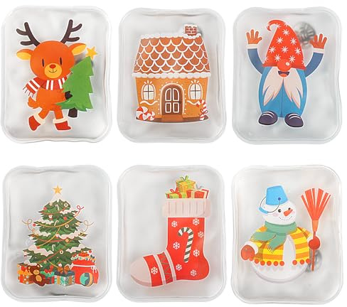 Anstore Taschenwärmer Wiederverwendbar, Handwärmer Kinder Handwärmer Weihnachten zum Knicken, Taschenheizkissen mit Weihnachtsmann/Schneemann/Rentier
