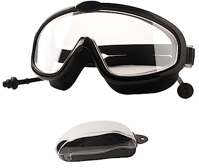 BCOATH Masque De Natation En Silicone Robuste Pour Garçons Et Filles Avec Bouchons Doreilles - Anti-brouillard Haute Définition Noir