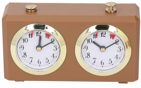 Professional Analog Wood Chess Clock Timer, Chess Timer Analog Chess Clock, Chess Clock Timer Board Game, High Accuracy Mechanical for Various Games, No Battery Needed (Tan)