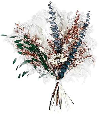 17,72 Zoll Großer Trockenblumenstrauß, Gemischte Konservierte Herbstblumendekoration für Zuhause, Pampasgras-Eukalyptus-Blumenarrangements für Tischdekoration, Heimbüro,
