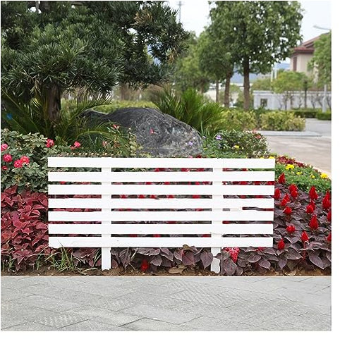 asdchZen Hölzerner Gartenzaun, Einfach Zu Steckende Dekorative Baumkantenbegrenzung, DIY-Landschaftsschutzgeländer Für Blumenbeete, Gehwege Und Rasen,White,6PCS(100X80CM)